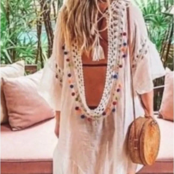 Women’s Boho Swim Beach Tassel Cover Up - Picture 5 of 5